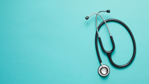 Stethoscope on Turquoise background