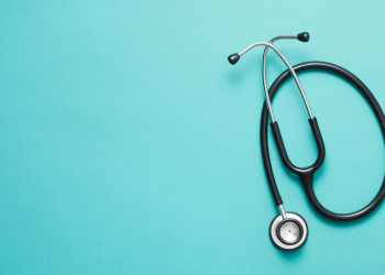 Stethoscope on Turquoise background